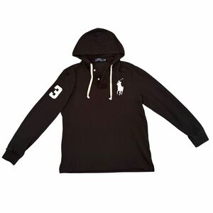Polo Ralph Lauren Hoodie Rugby Shirt Big Pony Cotton Mesh Long Sleeve Mens M